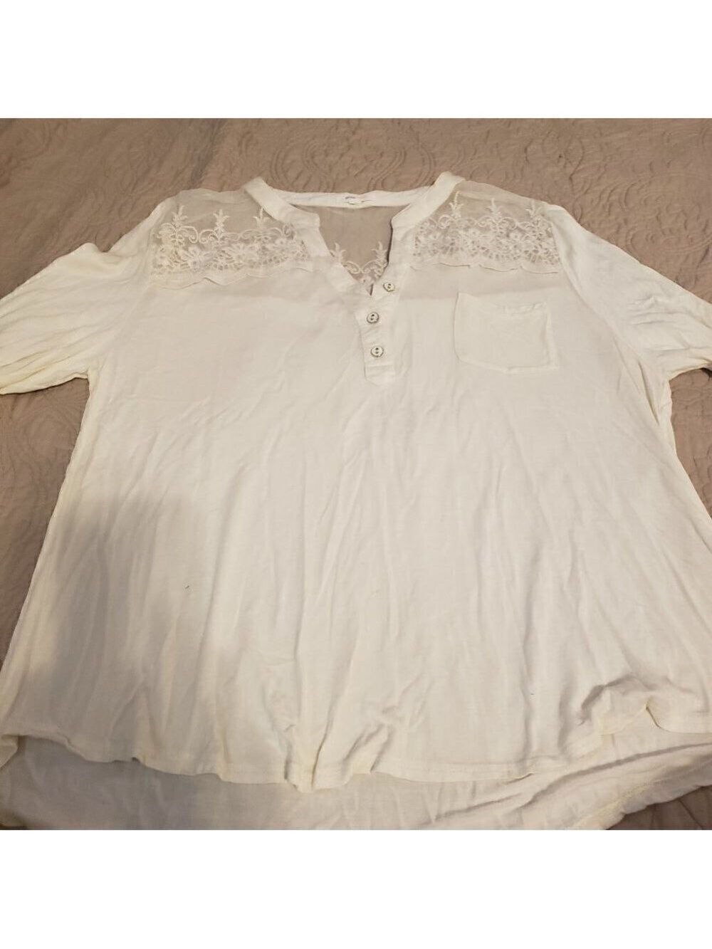 MINE Too Lace Insert Yoke Top